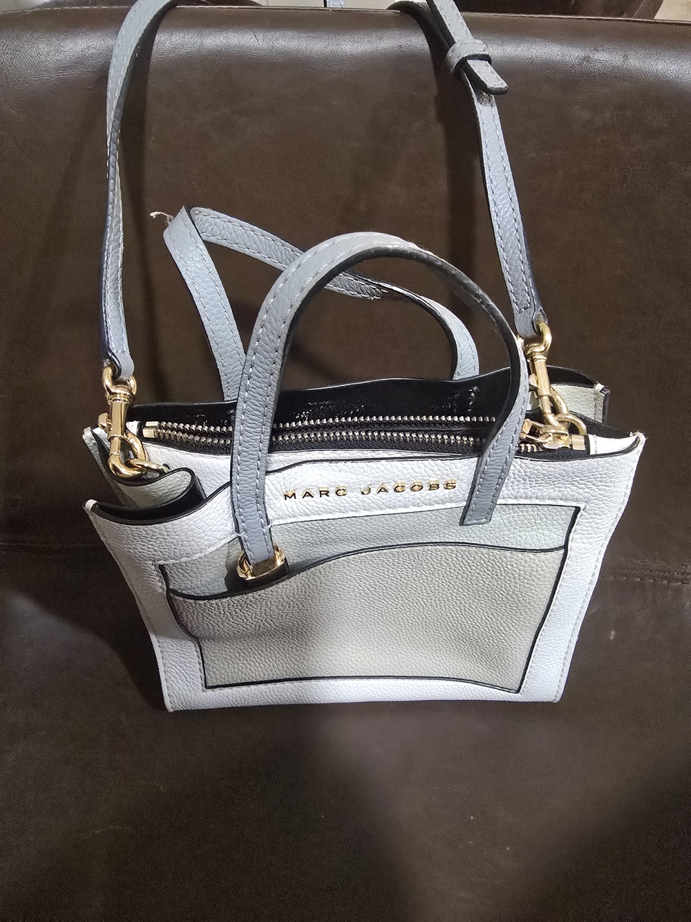 Marc Jacobs Light Gray Leather Mini Tote Bag Crossbody